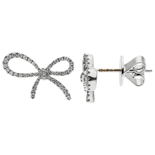 18ct White Gold & Diamond Ribbon Bow Stud Earrings