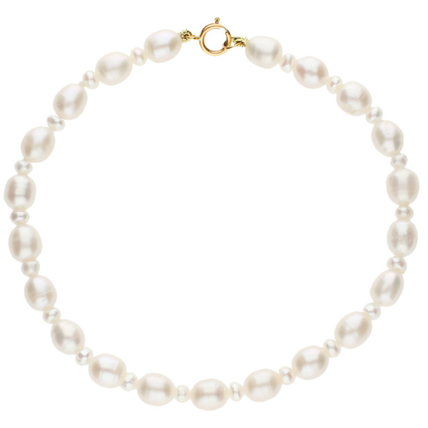 9ct Yellow Gold Cream Rice Pearl Bracelet
