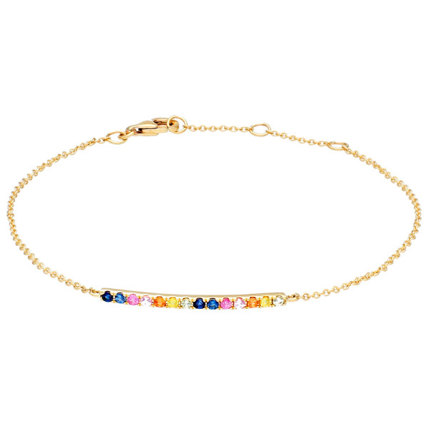9ct Yellow Gold Rainbow Sapphire Bar Bracelet