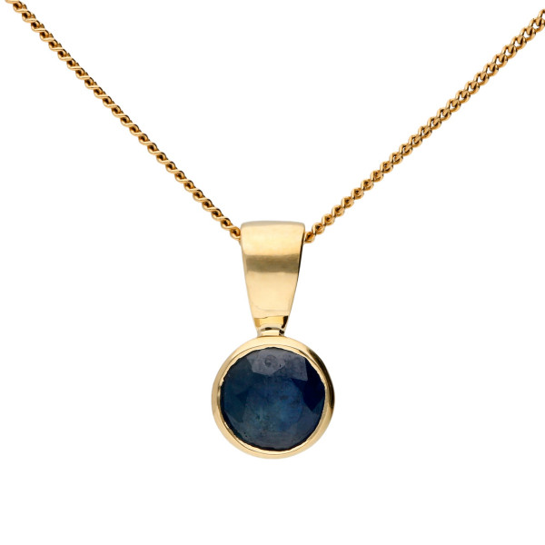 9ct Yellow Gold 0.66ct Sapphire Solitaire Pendant