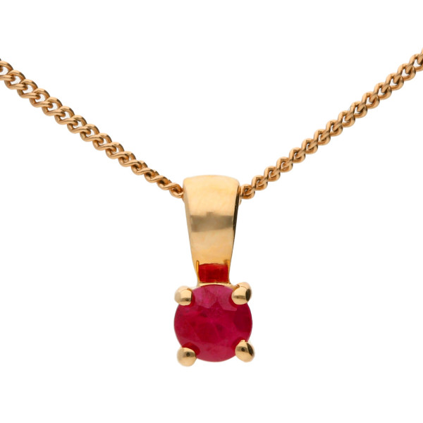 9ct Yellow Gold 0.10ct Round Ruby Solitaire Pendant