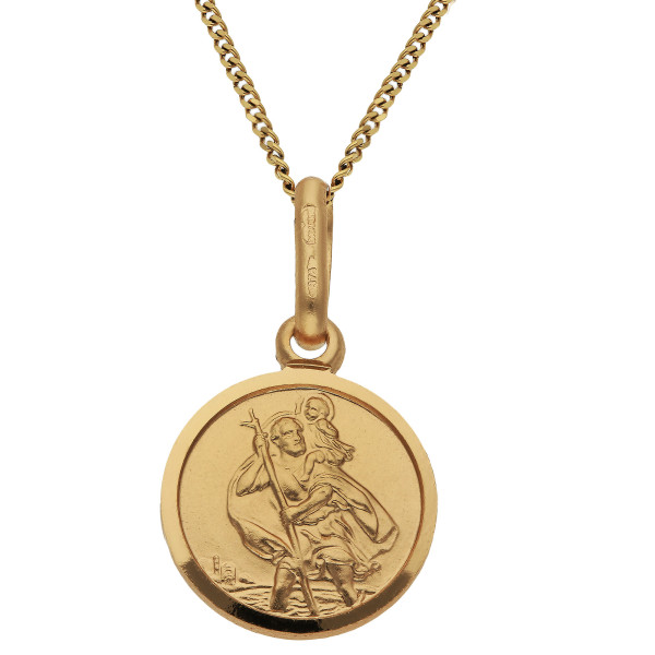 9ct Yellow Gold Round St Christopher Pendant