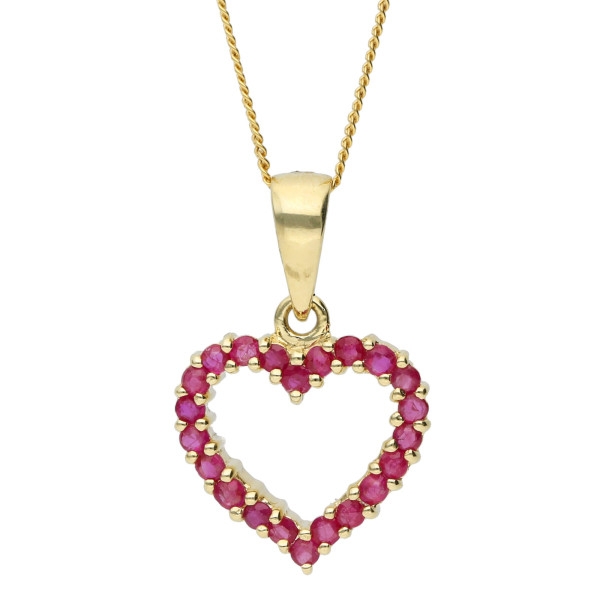9ct Yellow Gold 0.40ct Ruby Heart Pendant