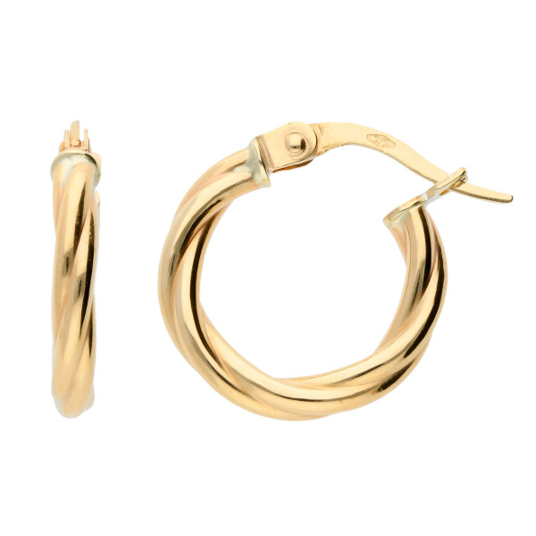 9ct Yellow Gold 15mm Twist Creole Earrings