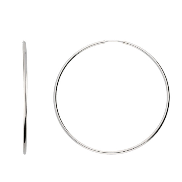 9ct White Gold 5cm Large Sleeper Hoop Earrings