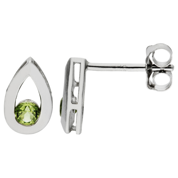9ct White Gold Peridot Pear Shape Earrings