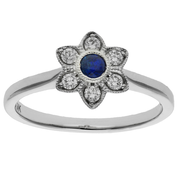 9ct White Gold 0.15ct Sapphire Cluster Ring