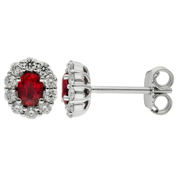 18ct White Gold Diamond & Ruby Earrings