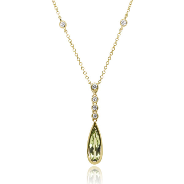 9ct Yellow Gold Diamond & 1.00ct Peridot Necklace