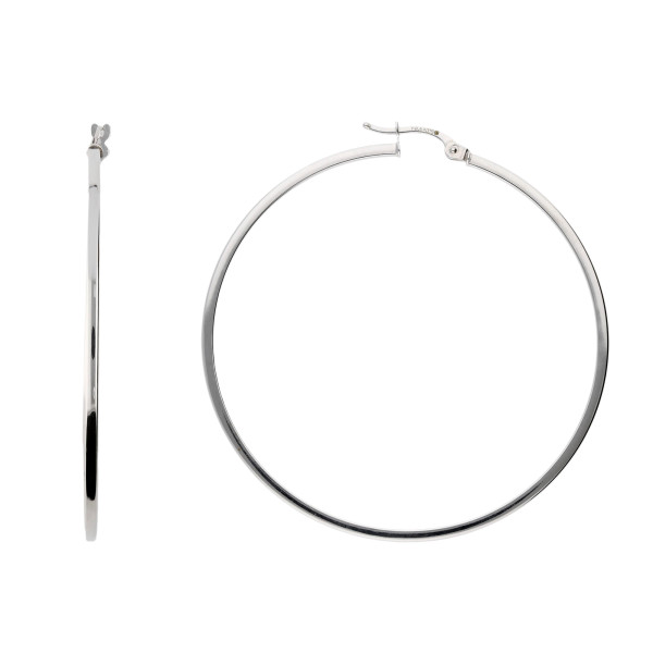 9ct White Gold 4.7cm Hoop Earrings