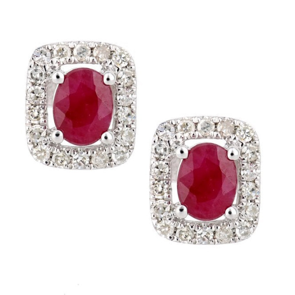 9ct White Gold 0.35ct Ruby Stud Earrings