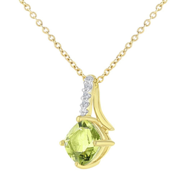 9ct Yellow Gold Diamond & 0.50ct Peridot Pendant