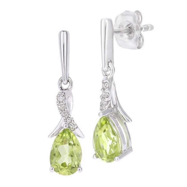 9ct White Gold 0.94ct Peridot Drop Earrings