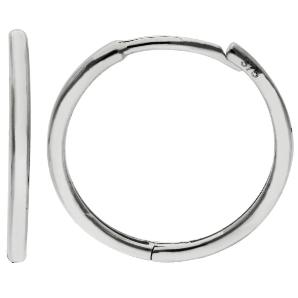 9ct White Gold 15mm Hinged Hoop Earring