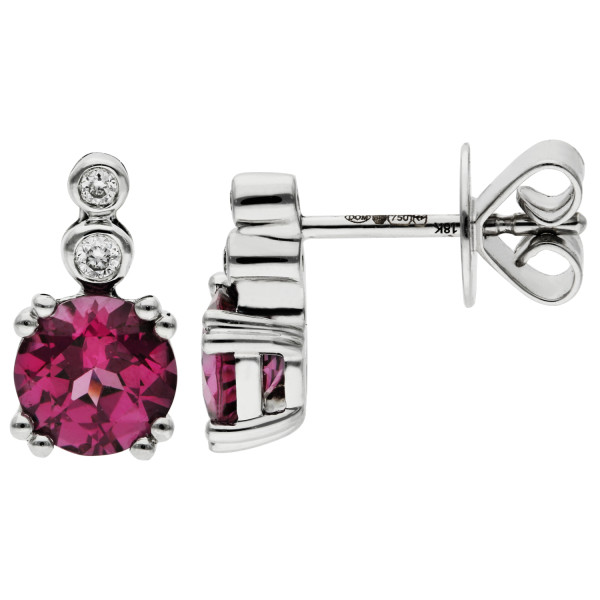 18ct White Gold Diamond & Garnet Earrings