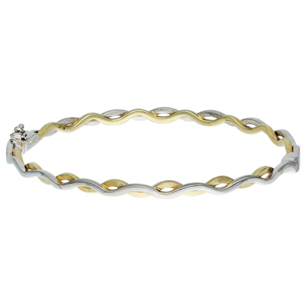 9ct Yellow & White Gold Wavy Bangle