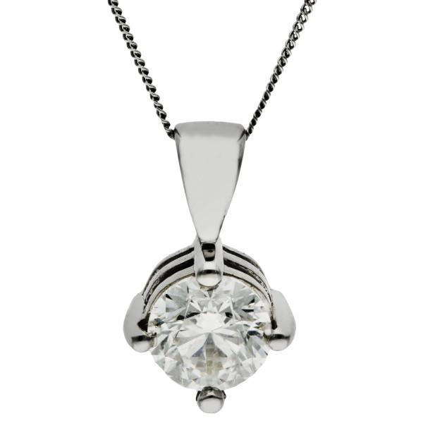 1.00ct 18ct White Gold Diamond Solitaire Pendant 
