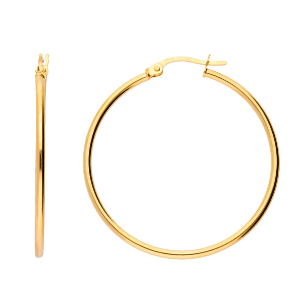 9ct Yellow Gold 30mm Sleeper Hoop Earrings