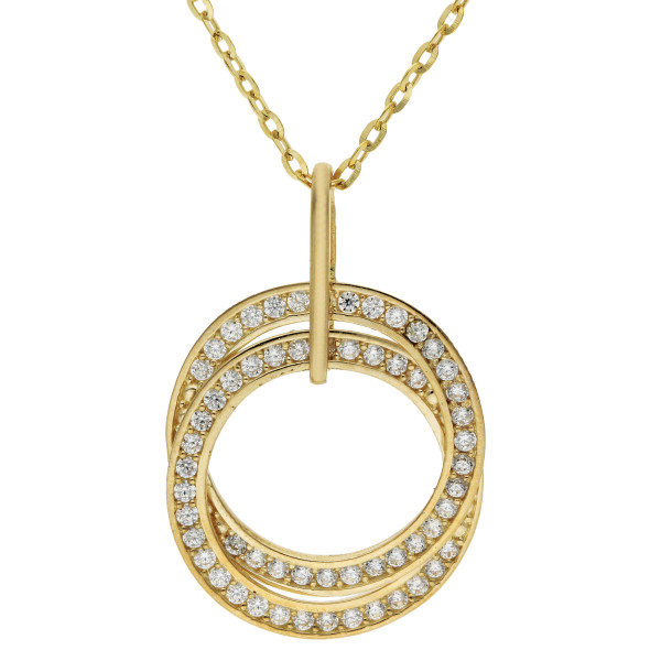 9ct Yellow Gold Cubic Zirconia Double Circle Pendant