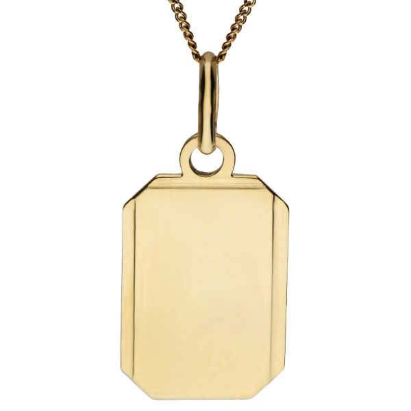 9ct Yellow Gold Octagonal Plaque Pendant