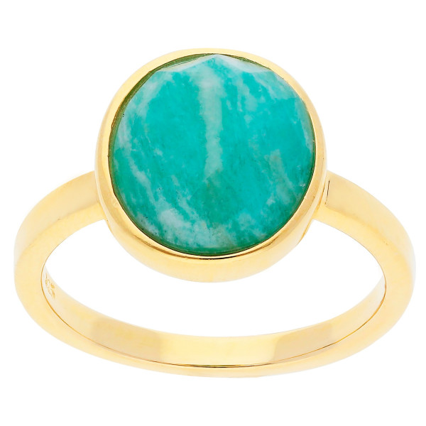 Sterling Silver & Gold Vermeil Amazonite Oval Ring