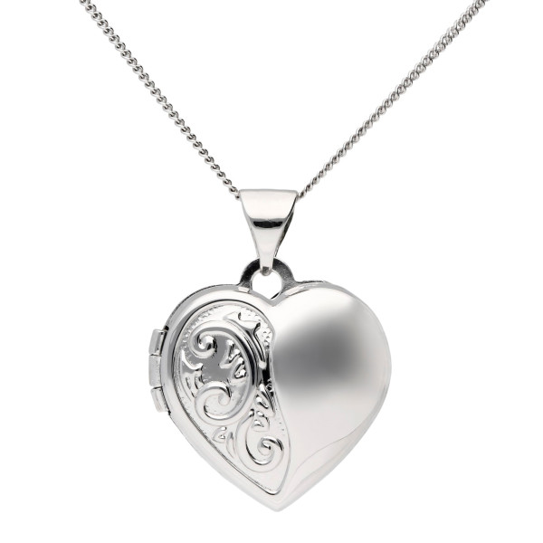 9ct White Gold Heart Locket