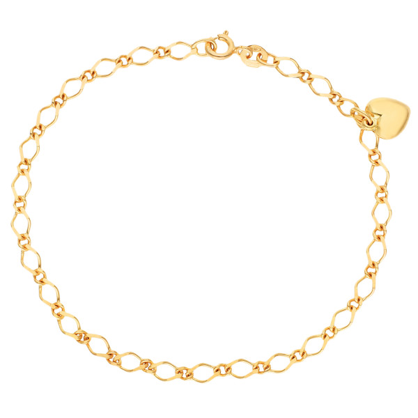 9ct Yellow Gold Fancy Chain Heart Bracelet