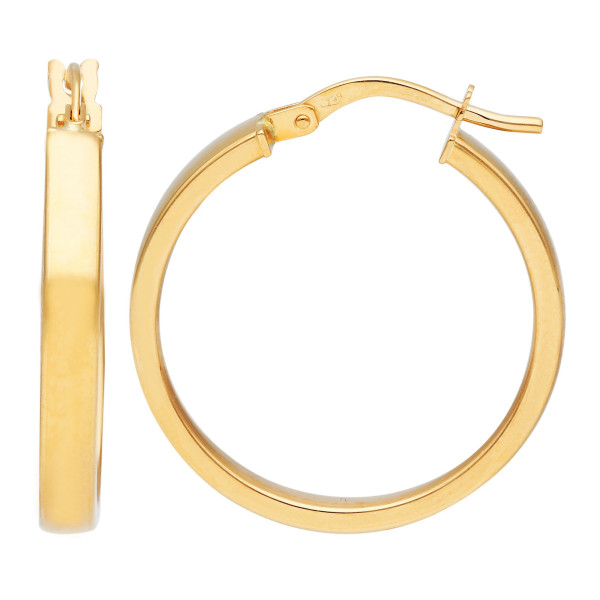 18ct Yellow Gold 20mm Rectangular Tube Creole Hoop Earrings