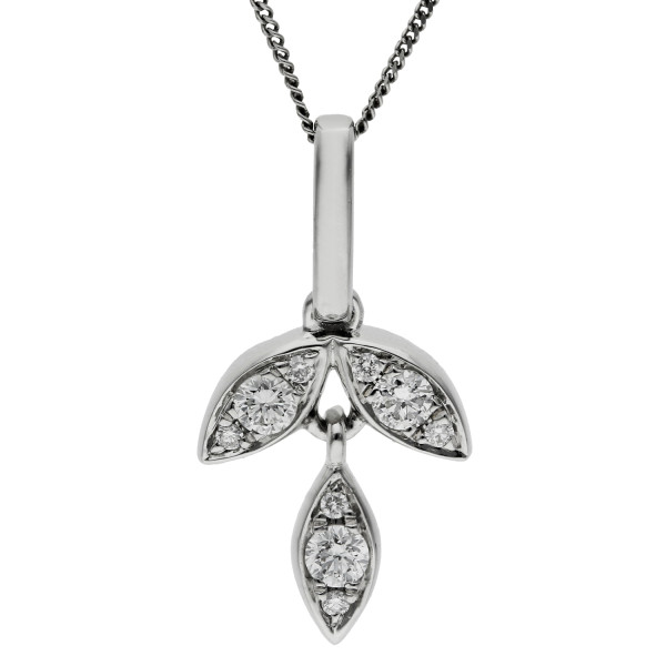 18ct White Gold & Diamond Barleycorn Pendant