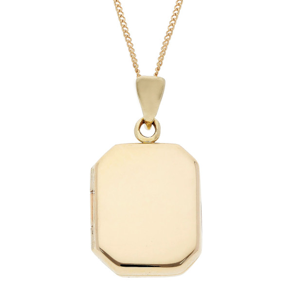 9ct Yellow Gold Plain Rectangle Locket