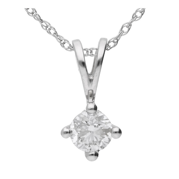 9ct White Gold 0.30ct Diamond Solitaire Pendant