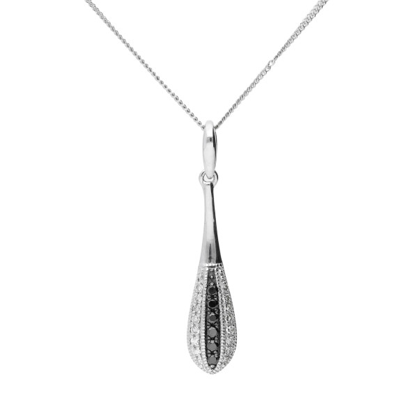9ct White Gold Black & White Diamond Pendant