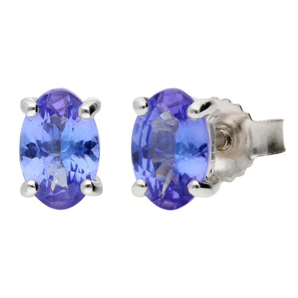 9ct White Gold 0.80ct Tanzanite Solitaire Stud Earrings