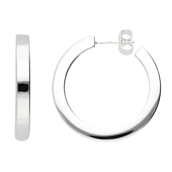 Sterling Silver Chunky Creole Earrings