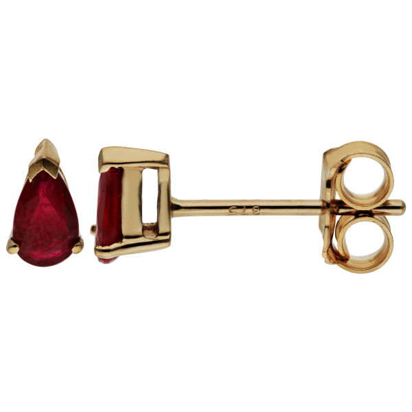 9ct Yellow Gold 5mm Ruby Solitaire Pear Shape Stud Earrings