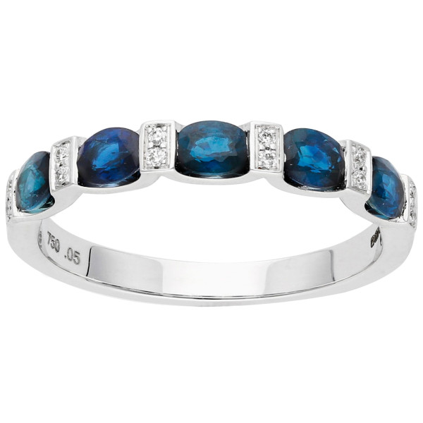 18ct White Gold Diamond and Sapphire Half Eternity Ring