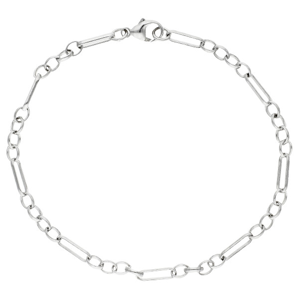 9ct White Gold Figaro Belcher Bracelet
