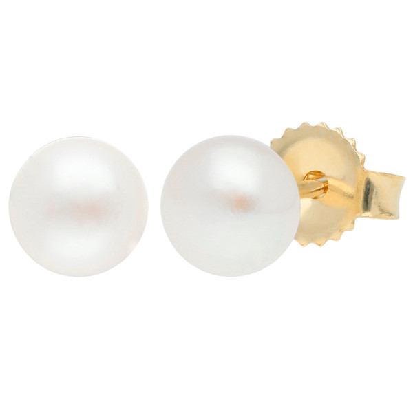 9ct Gold 4.5mm Freshwater Button Pearl Earrings