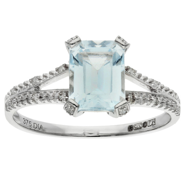 9ct White Gold 1.40ct Aquamarine Cocktail Ring