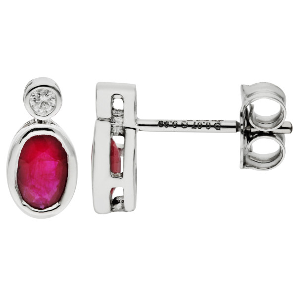 18ct White Gold Diamond & 1.00ct Ruby Earrings