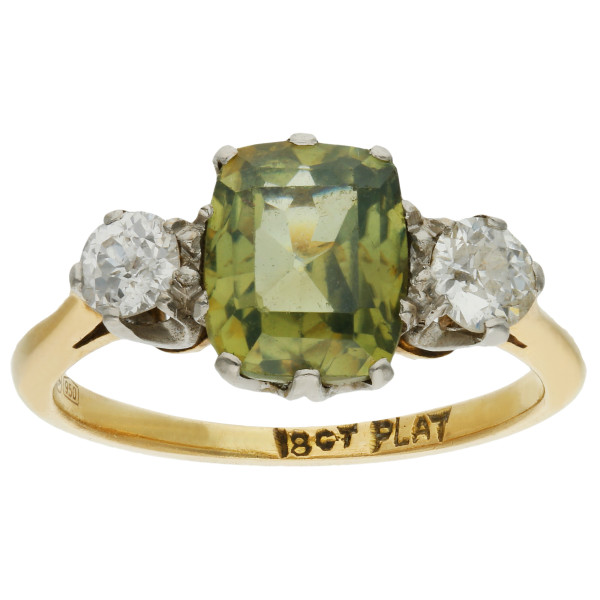 18ct Yellow Gold Diamond & Zircon Ring