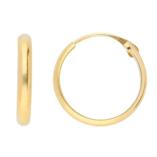 9ct Yellow Gold 12mm Sleeper Hoop Earrings