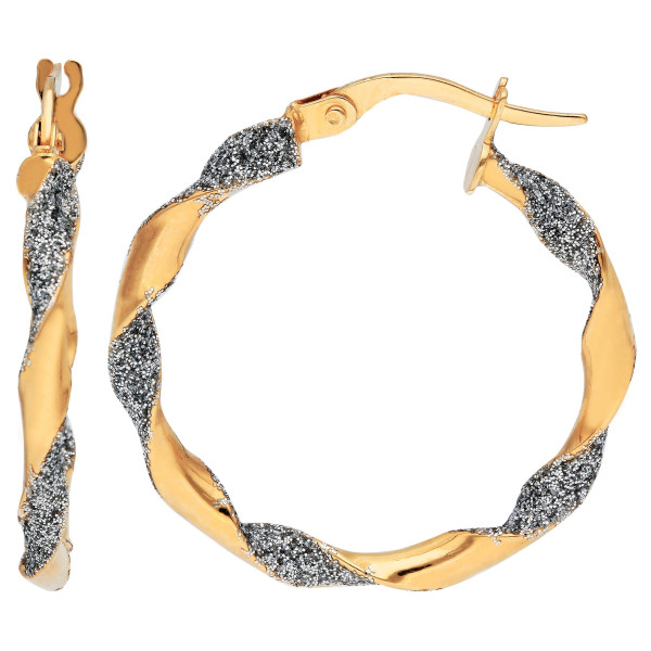 9ct Yellow Gold 26mm Frosted Hoop Earrings