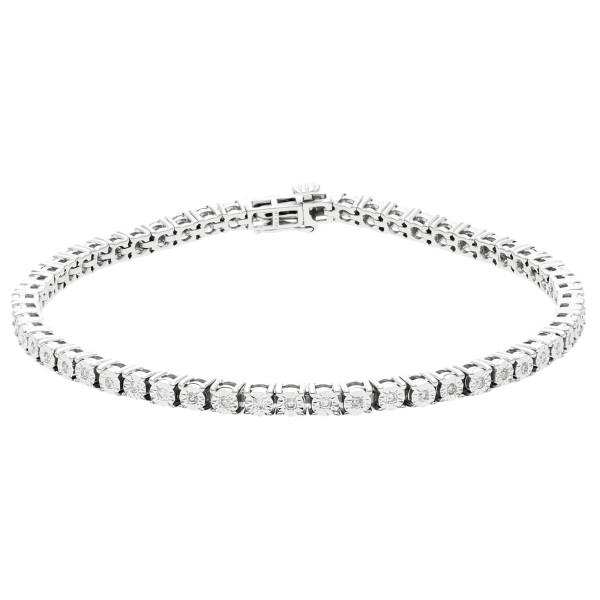 9ct White Gold Diamond Tennis Bracelet