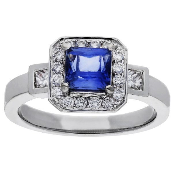 18ct White Gold Diamond & Sapphire Ring