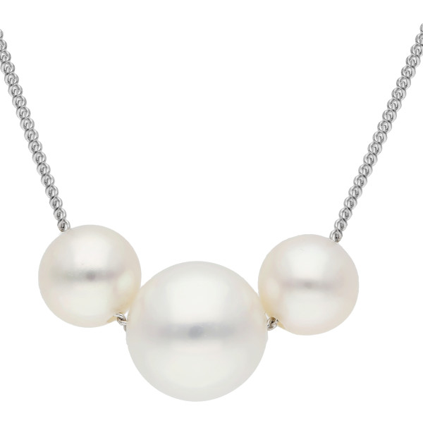 9ct White Gold Sliding Trio Pearl Necklace
