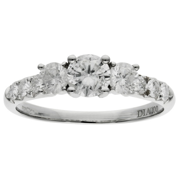 18ct White Gold 1.00ct Diamond Three Stone Ring