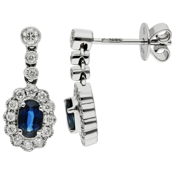9ct White Gold 0.50ct Sapphire Drop Earrings