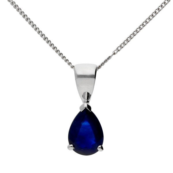 9ct White Gold 0.75ct Sapphire Solitaire Pendant