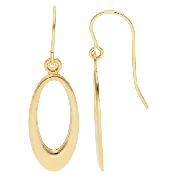 9ct Yellow Gold Oval Open Drop Earrings
